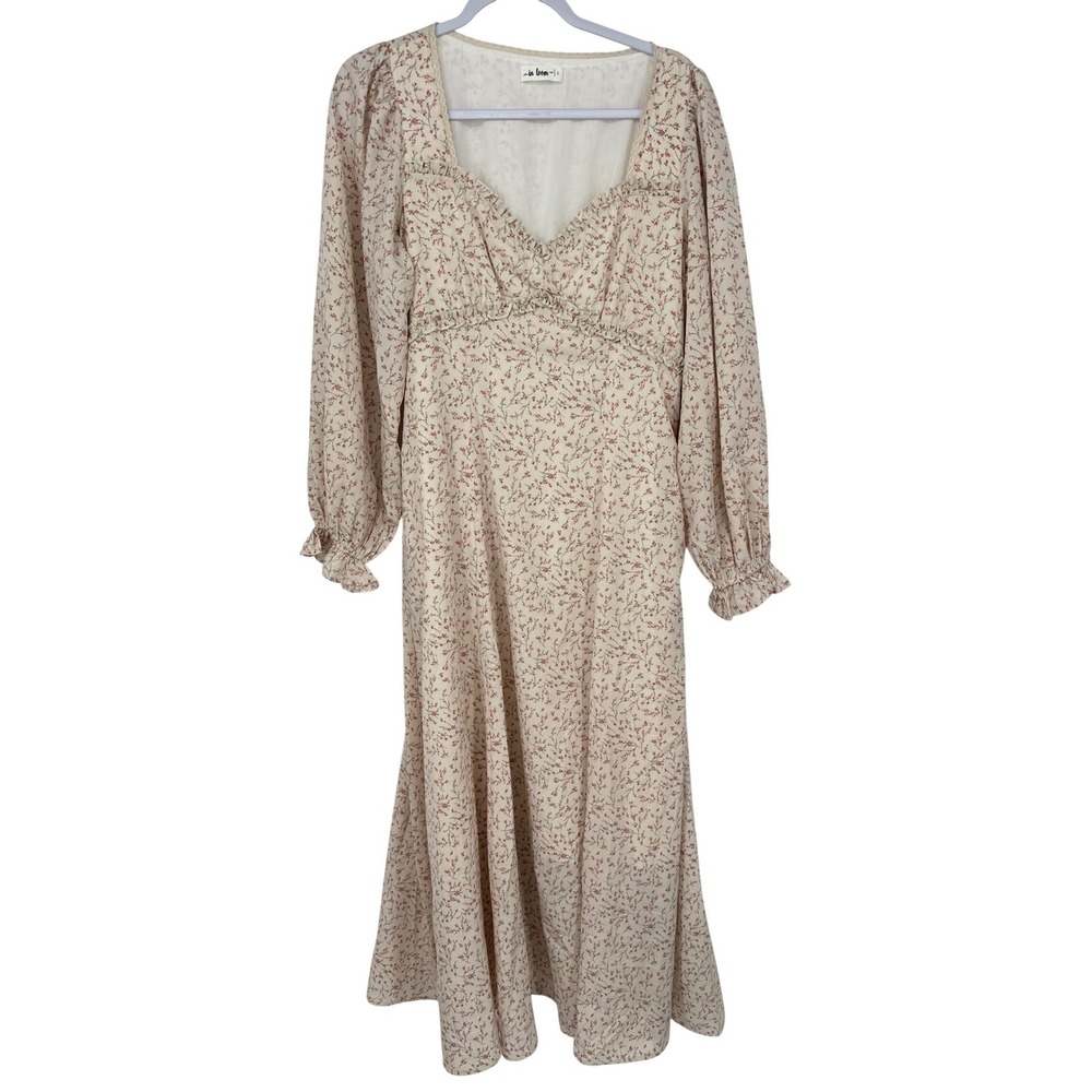 In Loom Dress Women Large Ditsy Floral Long Sleeve Prairie Cottagecore Boho Maxi